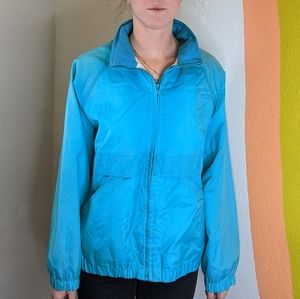 Vintage 90s Pacific Trail Hooded Windbreaker Teal Blue Jacket Size X-Large